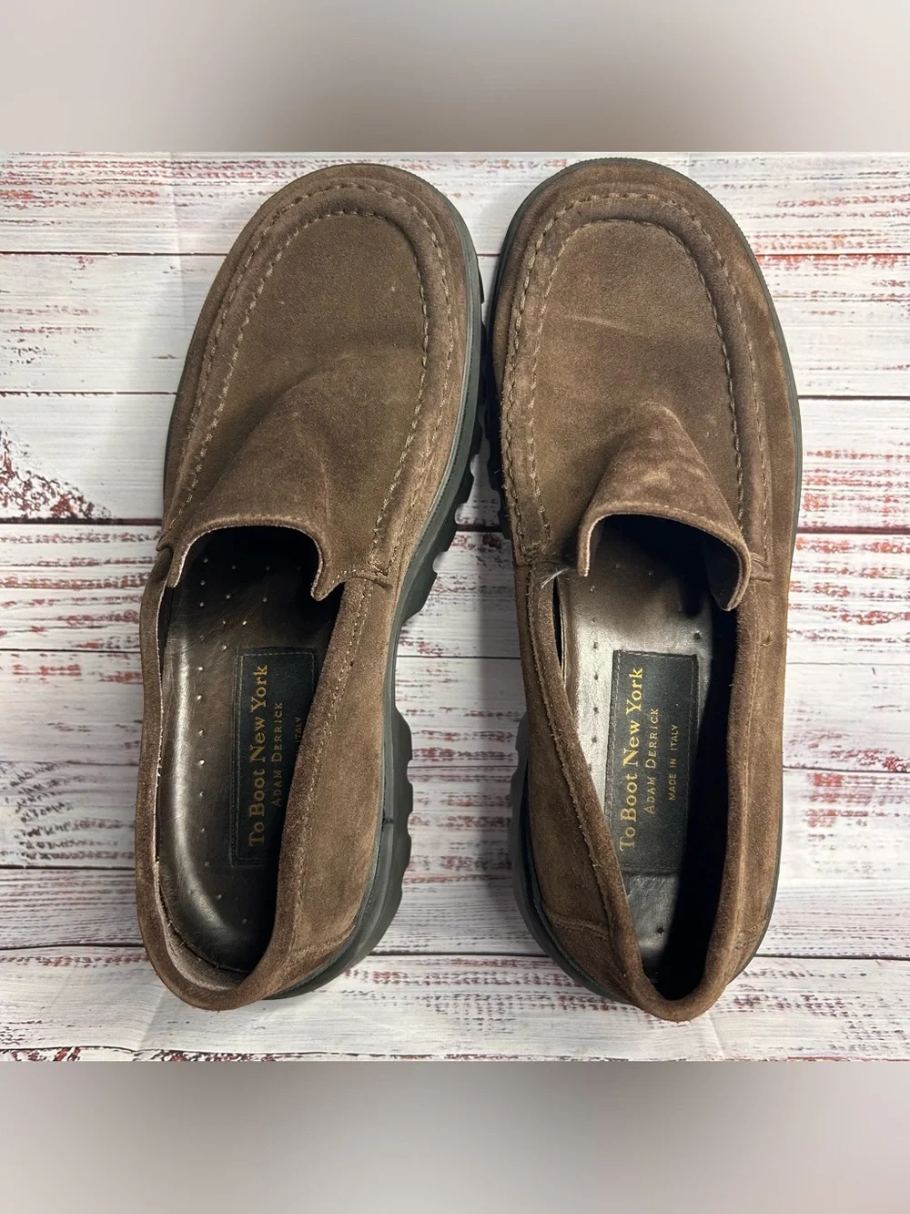 To Boot New York Adam Derrick Brown Suede Lug Sole Loafers Men’s 9.5 PLEASE READ